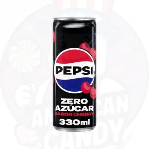 Pepsi zero Cherry Refresco de cola con cero azúcar y cero calorías 330 ml
