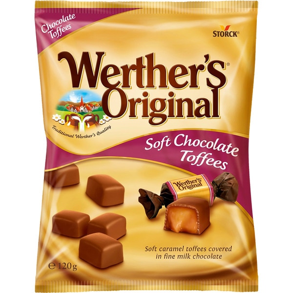 Werther's Original Caramelos toffee blandos cubiertos de chocolate 120g