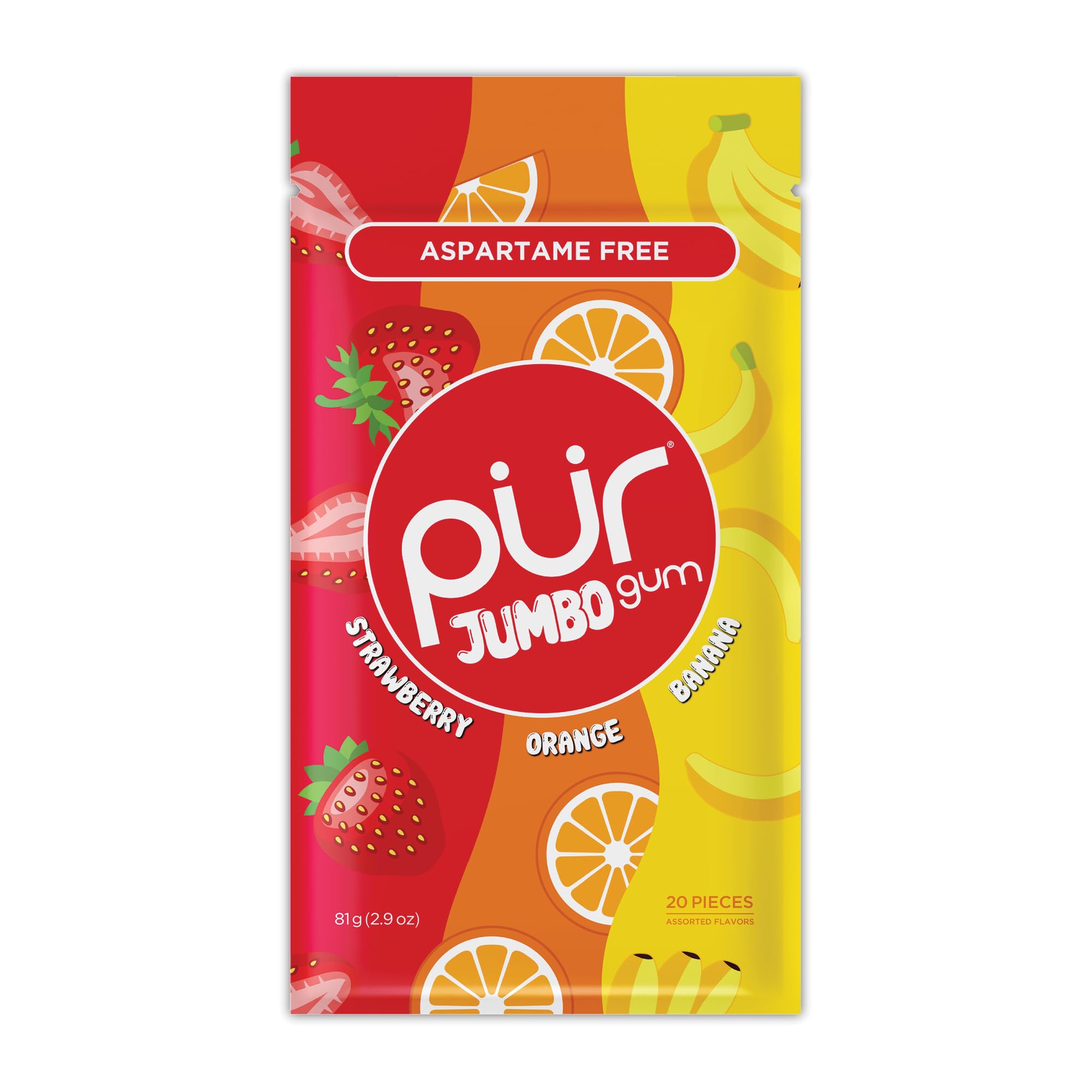 PUR Jumbo Gum Strawberry Banana & Orange