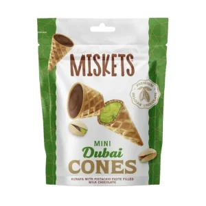 Miskets Mini Dubai Cones Pistachio & Milk Chocolate 50g