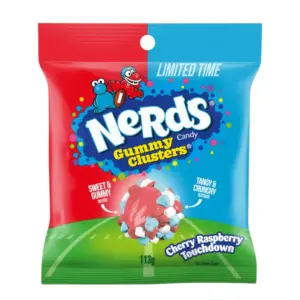 CANDY NERDS 113 GR GUMMY CLUSTERS NFL CHERRY RASPBERRY