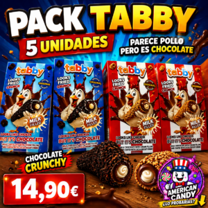 Pack Tabby Chocolate 5 Unidades – Snack Crujiente con Relleno de Leche
