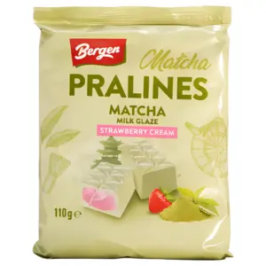 COOKI BERGEN 110 GR PRALINES MATCHA WITH STRAWBERRY CREAM 110g