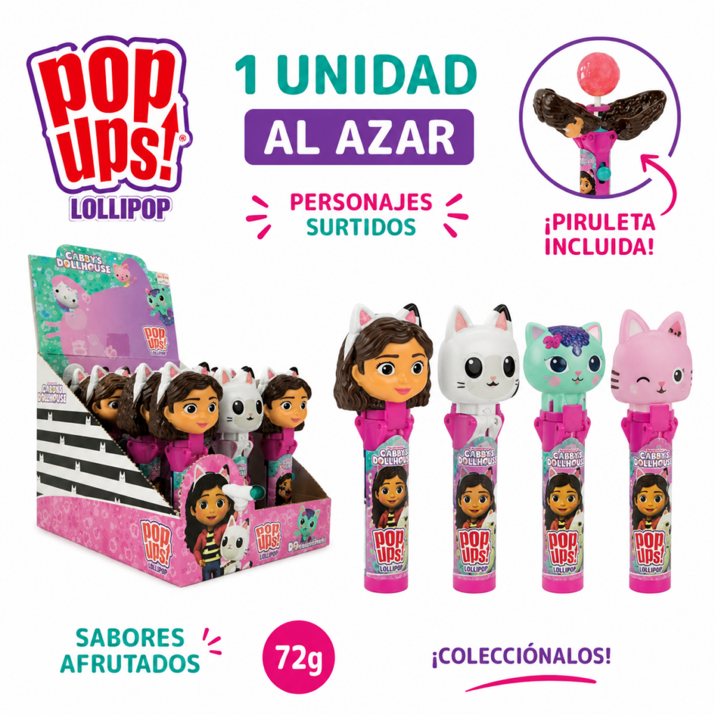 Pop Ups Lollipop Gabby’s Dollhouse Mix 72g