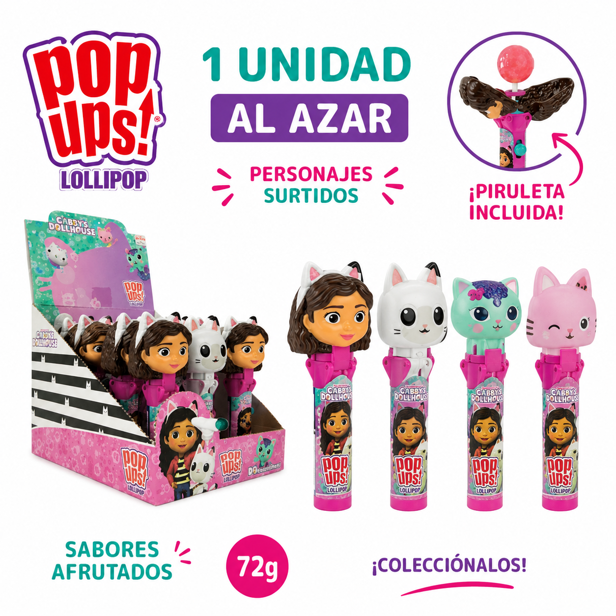 Pop Ups Lollipop Gabby’s Dollhouse Mix 72g