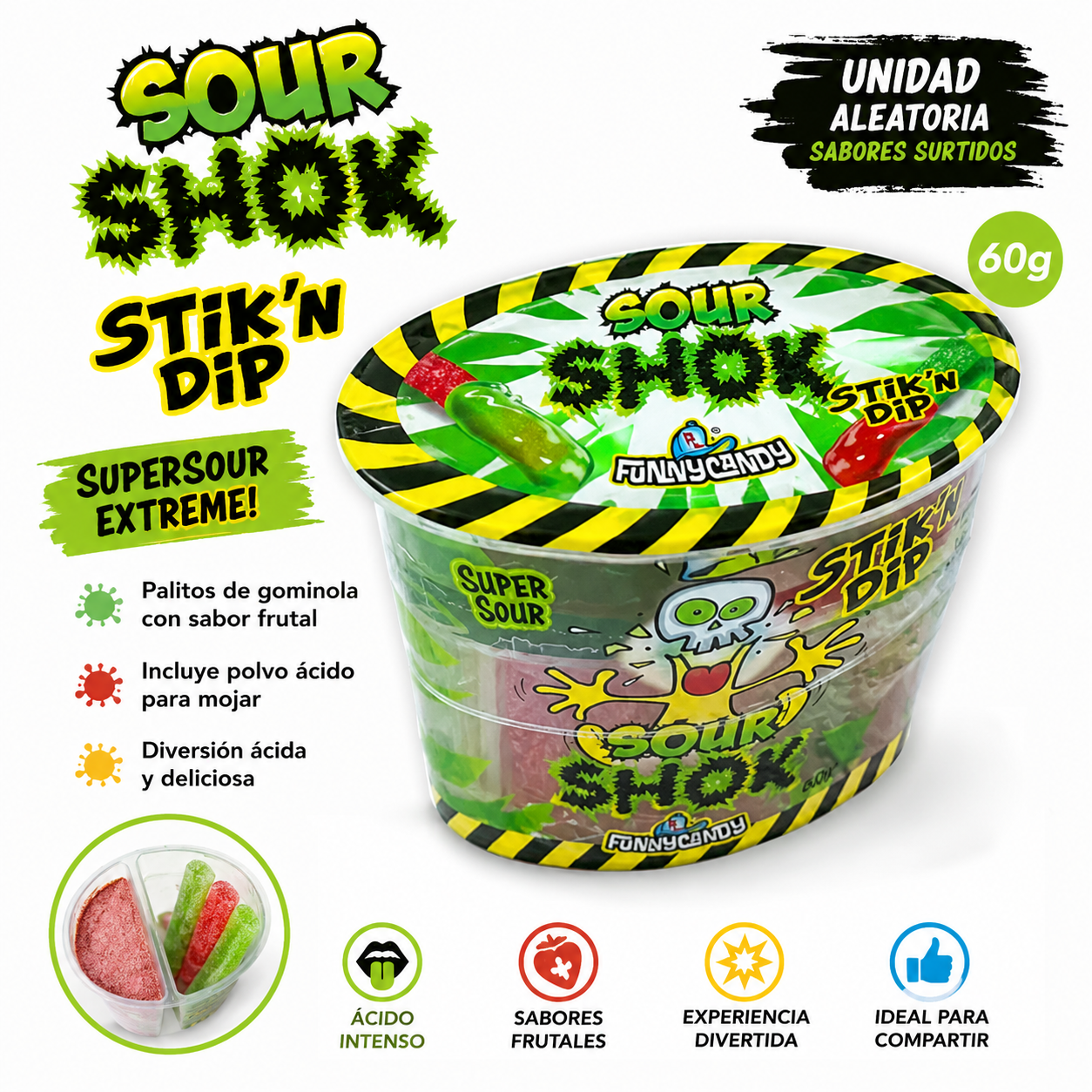 Sour Shok Stik ’n Dip 60g