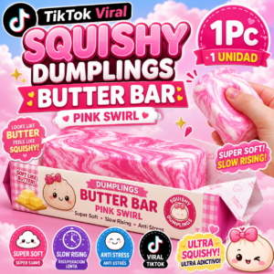 TikTok Viral Squishy Dumplings Butter Bar Pink Swirl 1Pc