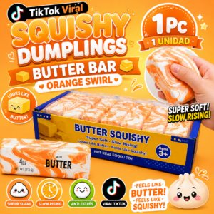 TikTok Viral Squishy Dumplings Butter Bar Orange Swirl 1 Pc