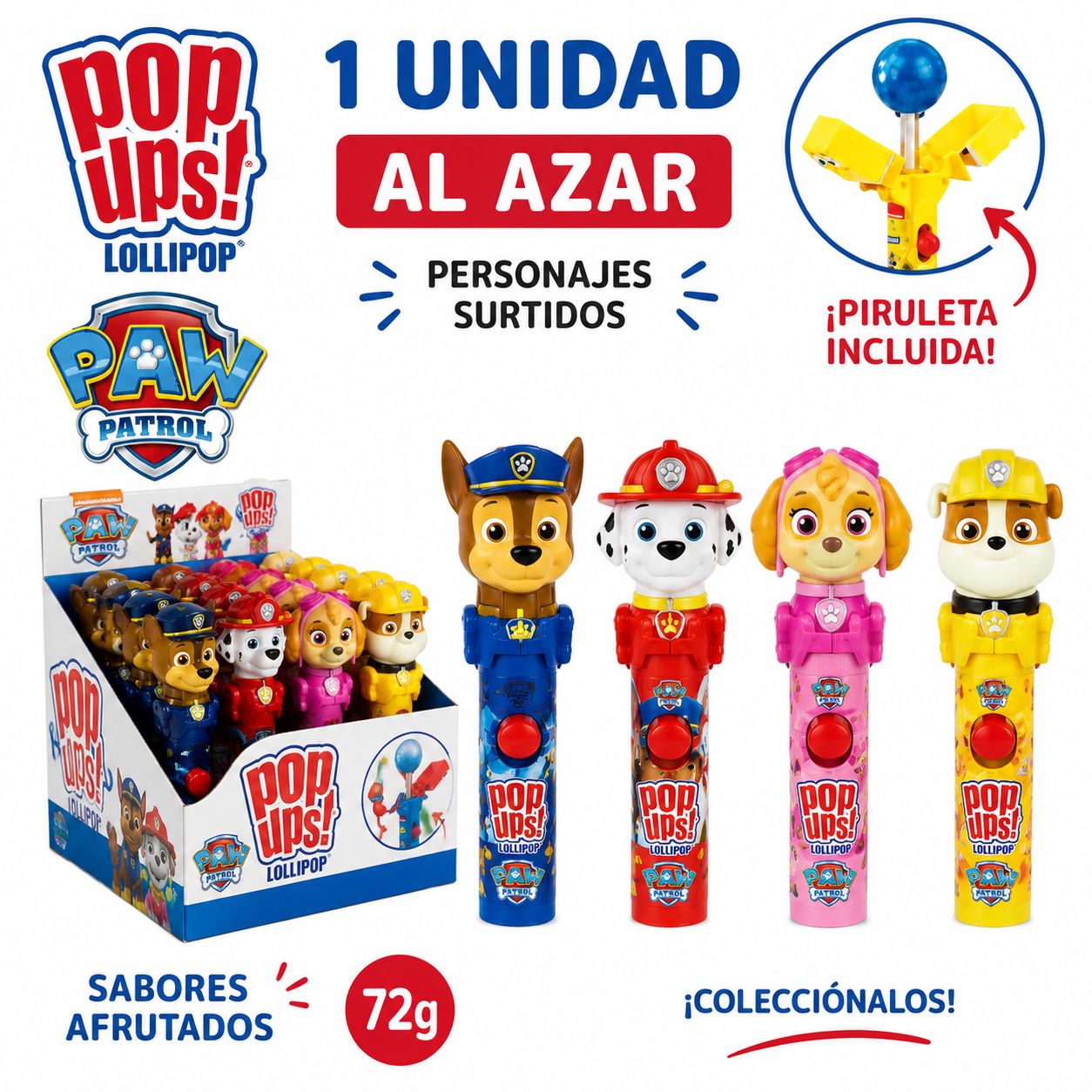 Pop Ups Lollipop Paw Patrol Mix 72g