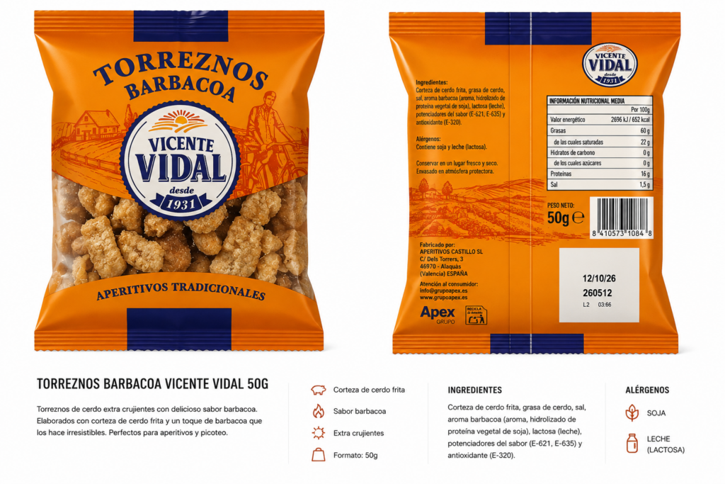 Torreznos Barbacoa Vicente Vidal 50g