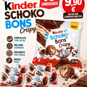 Pack 10 Kinder Schoko Bons Crispy 22,4g – Chocolate Kinder Crujiente Oferta