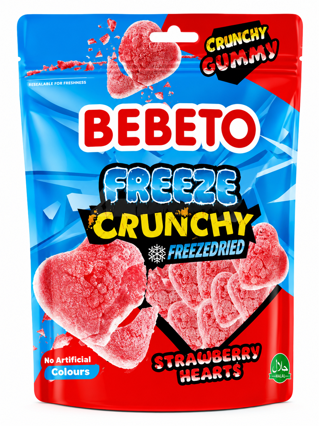 Bebeto Strawberry Freeze Crunchy Hearts 35g