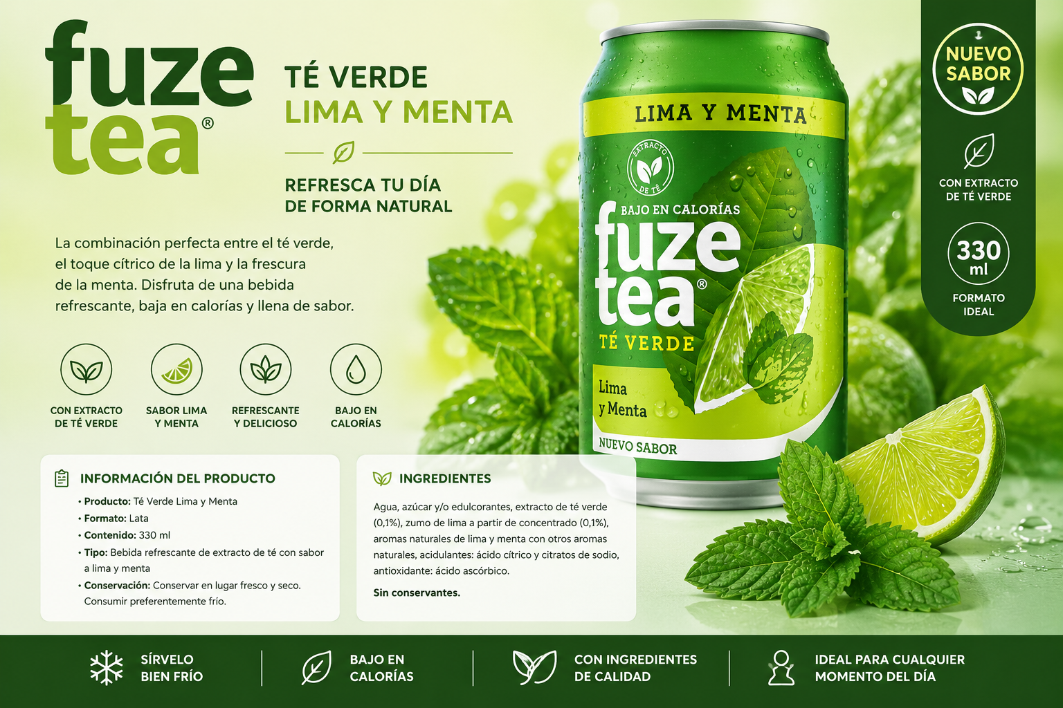 Fuze Tea Té Verde Lima y Menta 330ml
