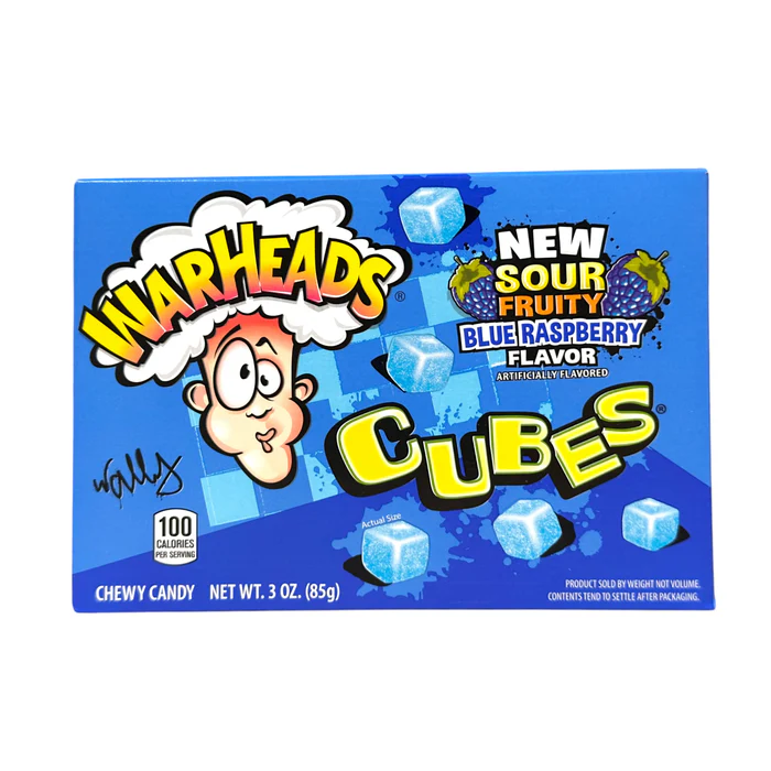 Warheads Blue Raspberry Cubes Theater Box 85g