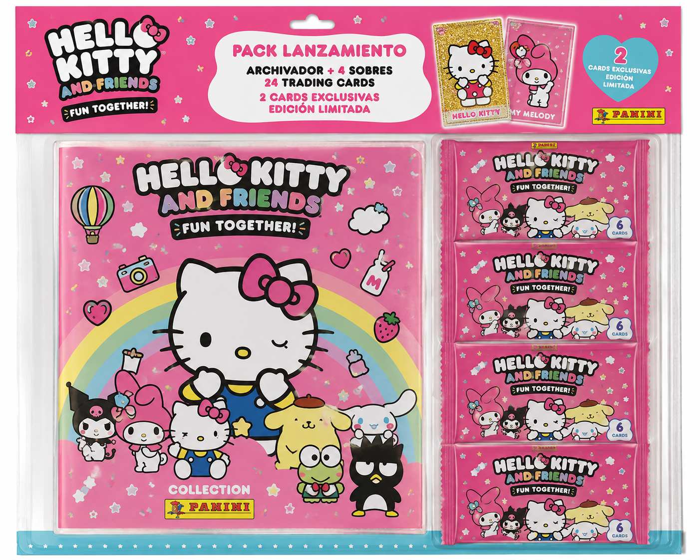 Panini Hello Kitty & Friends Fun Together – Megapack Archivador + 4 Sobres + 2 Cards Limitadas