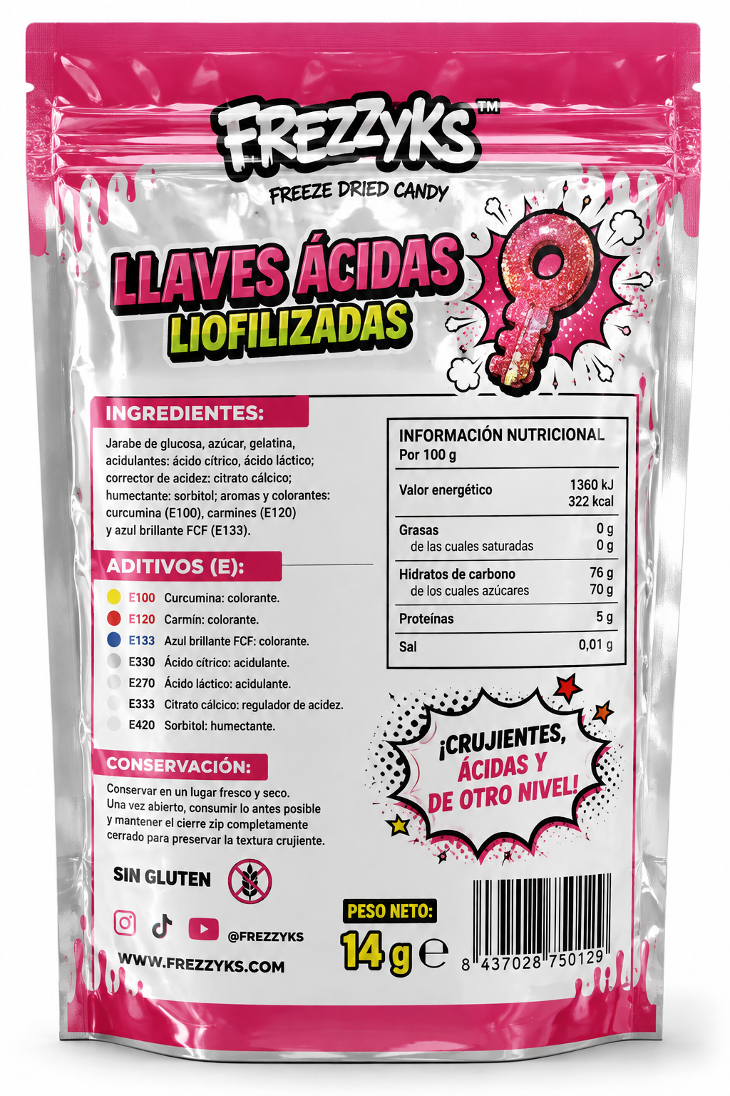 Llaves Ácidas Liofilizadas Frezzyks 14g - Imagen 2