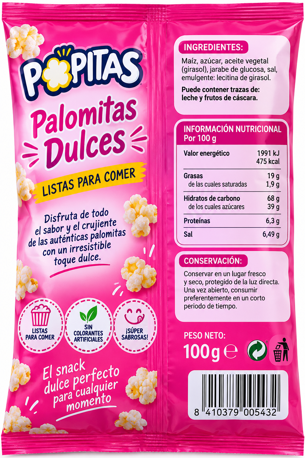 Popitas | Palomitas Listas para Comer Dulces 100g - Imagen 2