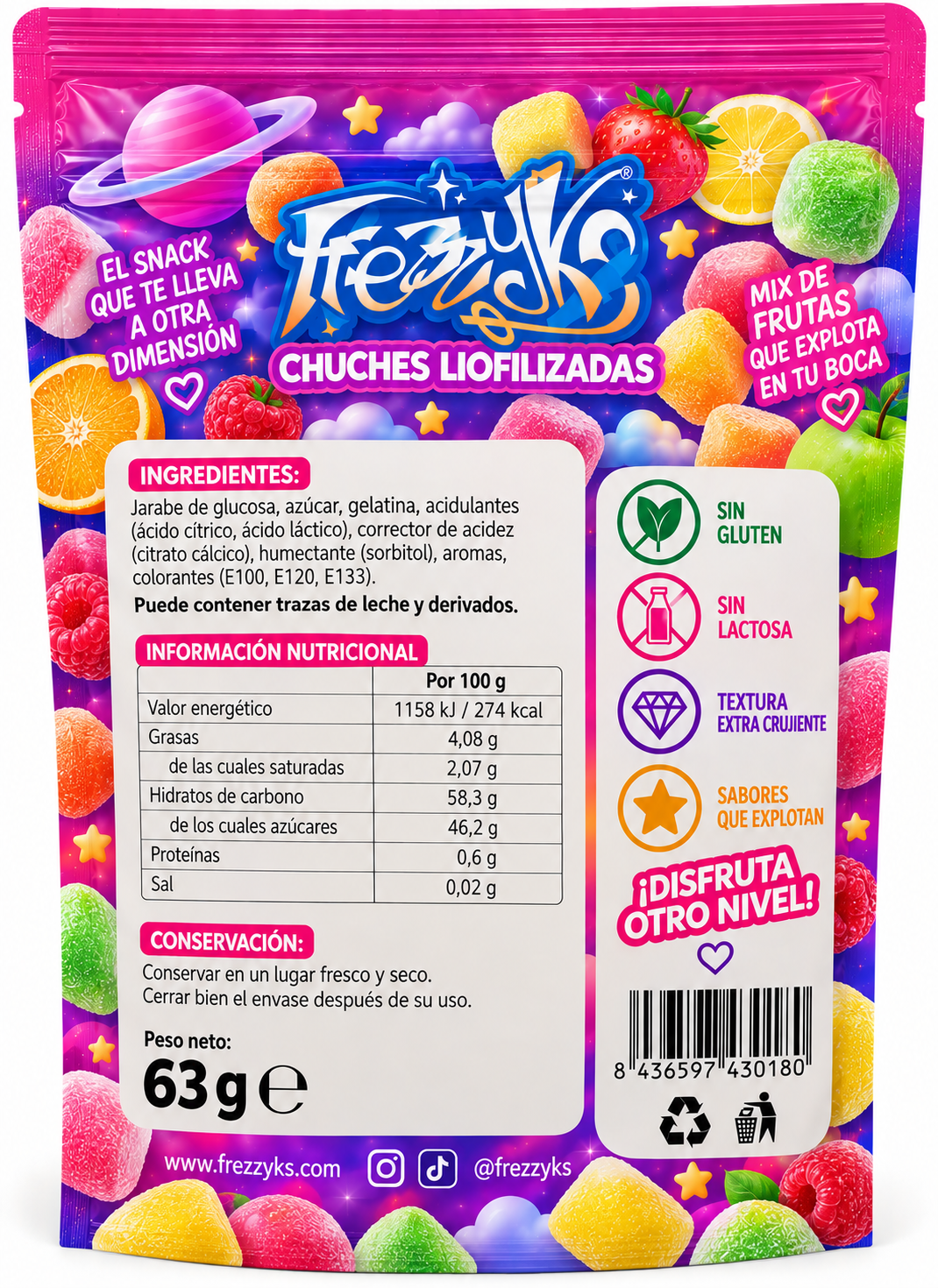 Bolardos de Frutas Liofilizados Frezzyks - Imagen 2
