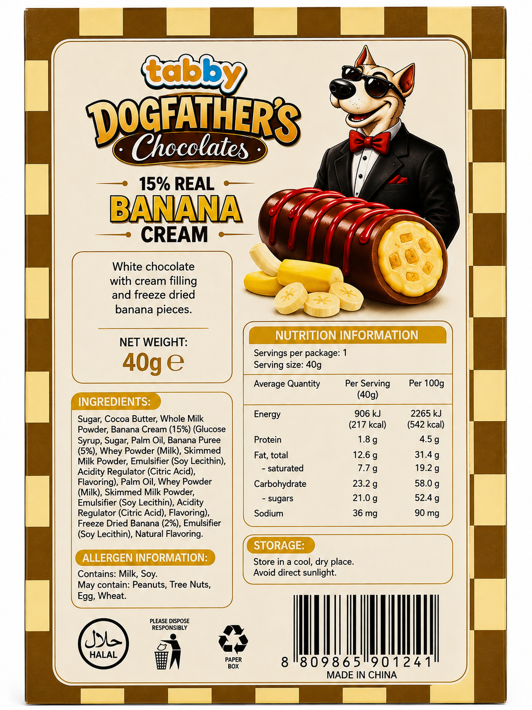 Candy Tabby Dogfather’s Chocolates Banana Cream 40g - Imagen 3