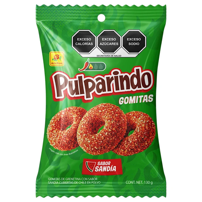 De La Rosa Pulparindo Gummy Rings Sandía 70g 🍉🌶️