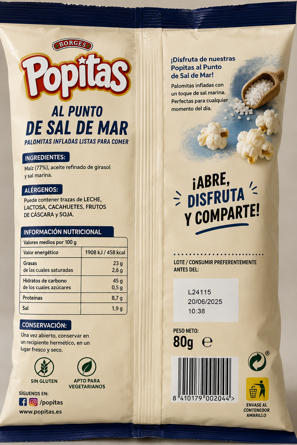 Popitas | Palomitas al Punto de Sal de Mar 80g - Imagen 2