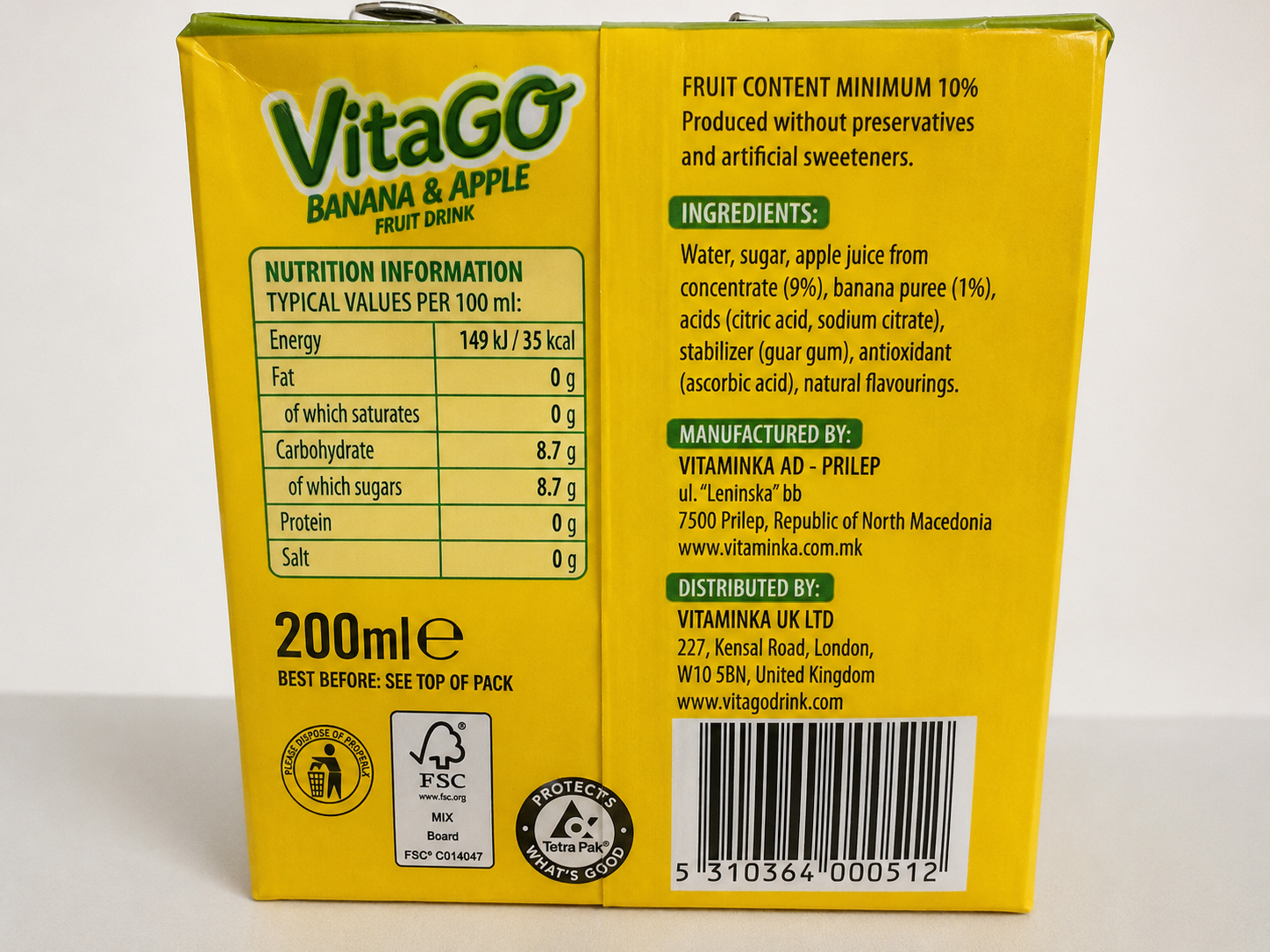 Vitago Banana & Apple 200ml - Imagen 2