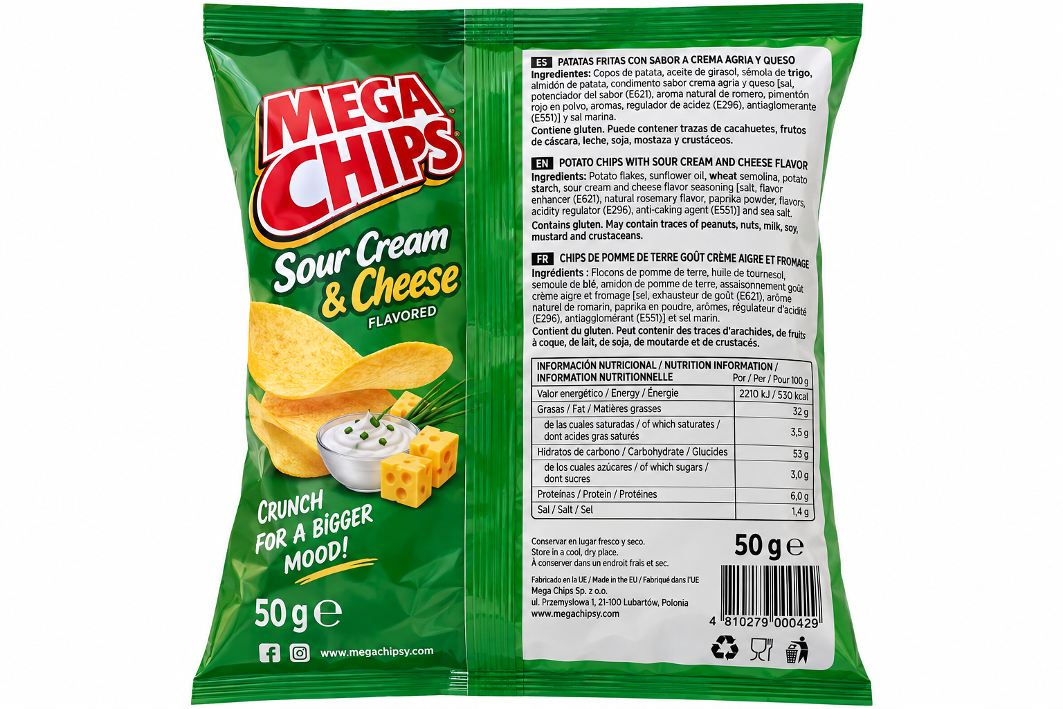 Mega Chips Sour Cream & Cheese 50g - Imagen 2
