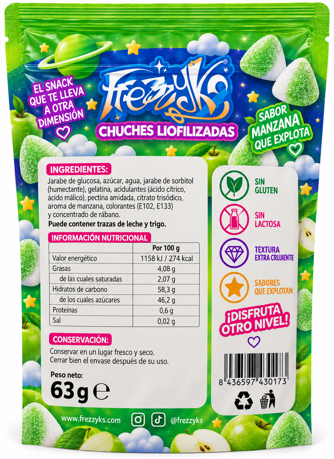 Besitos Manzana Xtreme Frezzyks - Imagen 2