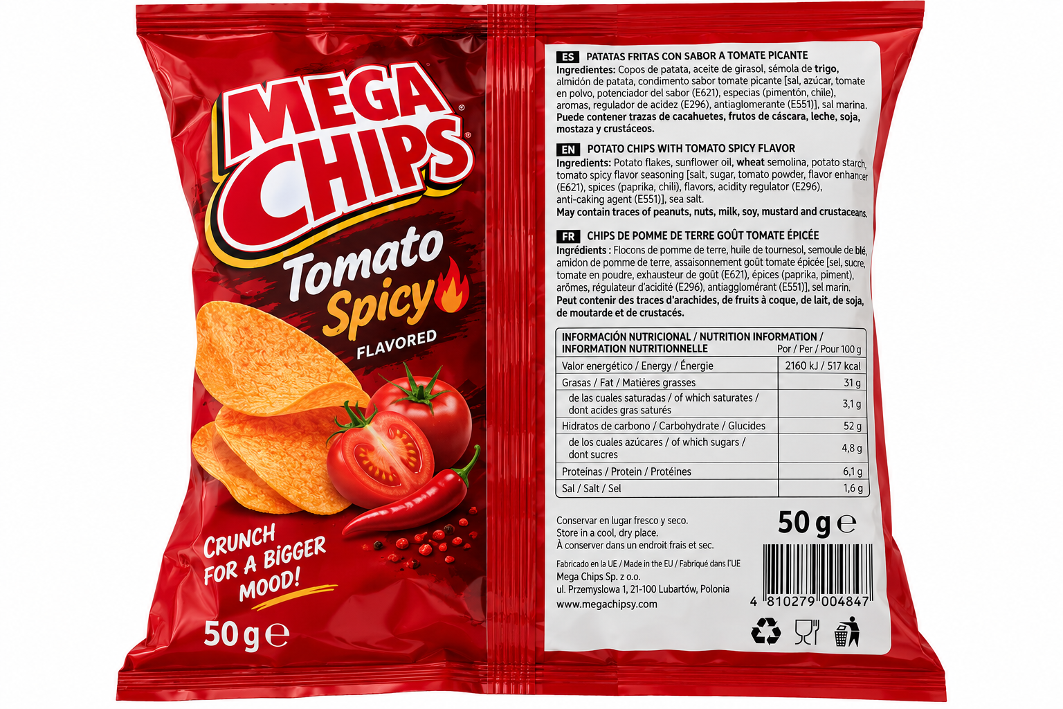 Mega Chips Tomato Spicy 50g - Imagen 2