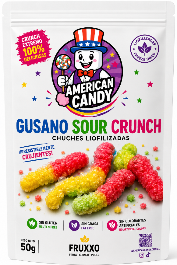 American Crunch Gusano Sour – Chuches Liofilizadas 50g