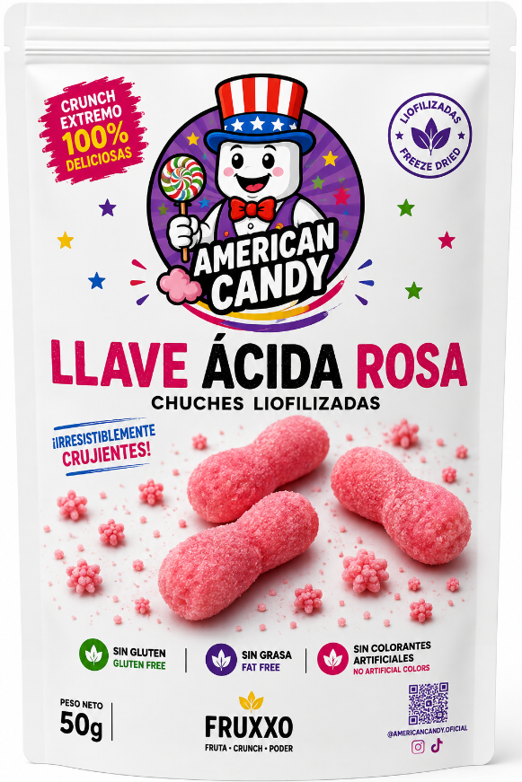 American Crunch Llave Ácida Rosa – Chuches Liofilizadas 50g