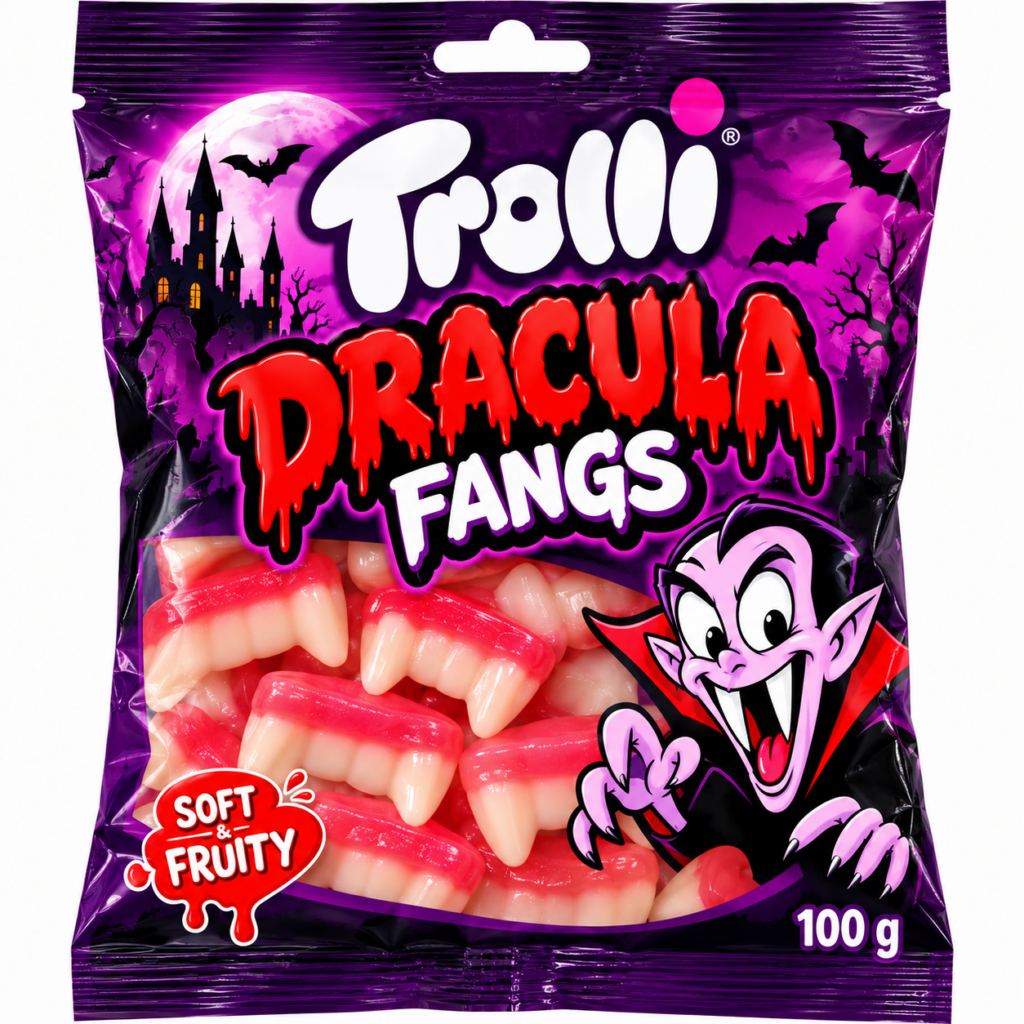 Trolli Dracula Fangs 100g – Dientes de Vampiro 🧛‍♂️🦷