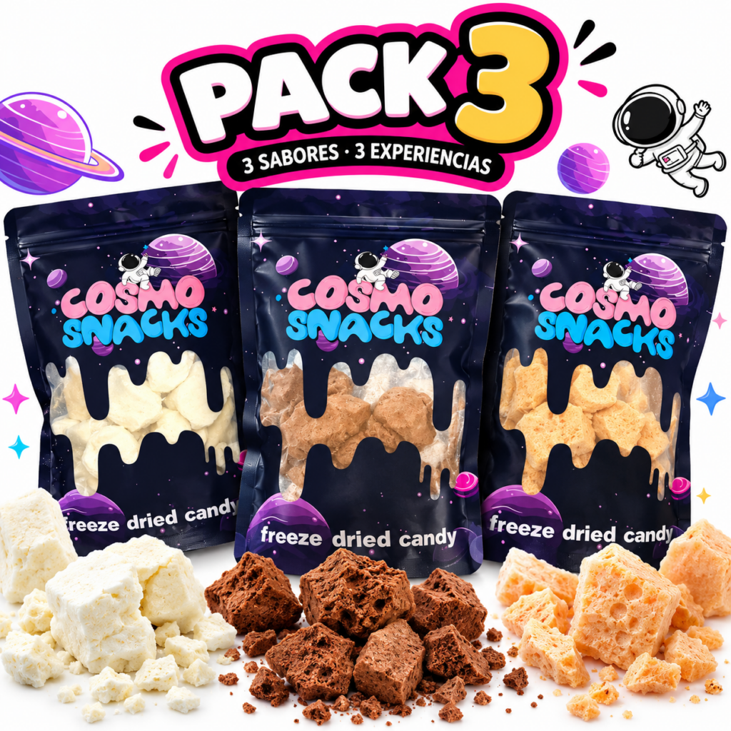 Pack 3 Cosmo Snacks Freeze-Dried Ice Cream – Chocolate, Vainilla y Fresa