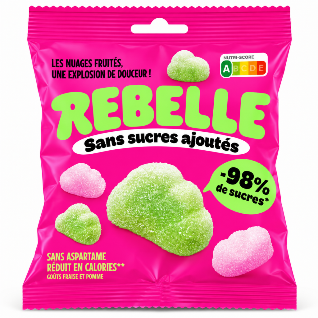 Rebelle Nuages Fruités Sin Azúcares Añadidos – Fresa y Manzana 50gr