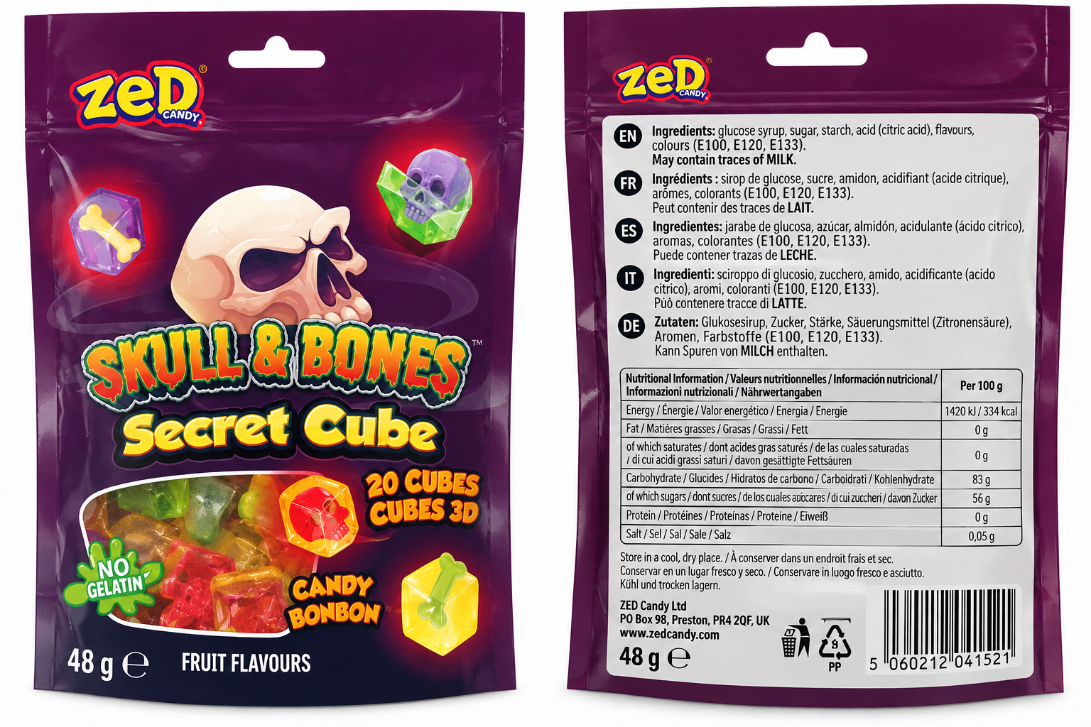 ZED Candy Skull & Bones Secret Cube 48g - Imagen 2