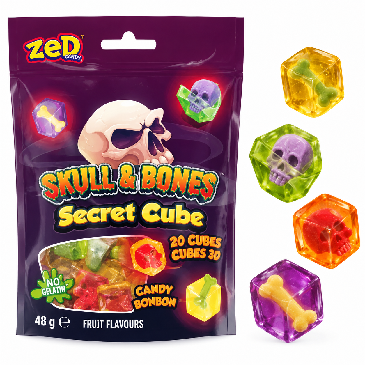 ZED Candy Skull & Bones Secret Cube 48g
