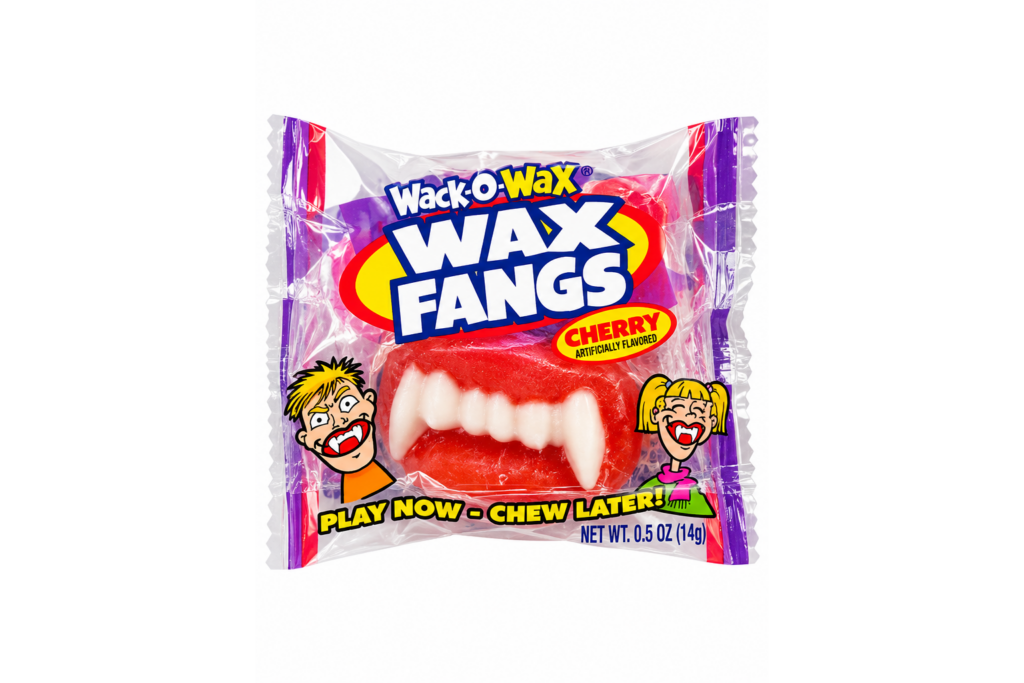 Wack-O-Wax Wax Fangs Cherry – Colmillos de Vampiro Sabor Cereza 14g (1 Unidad)