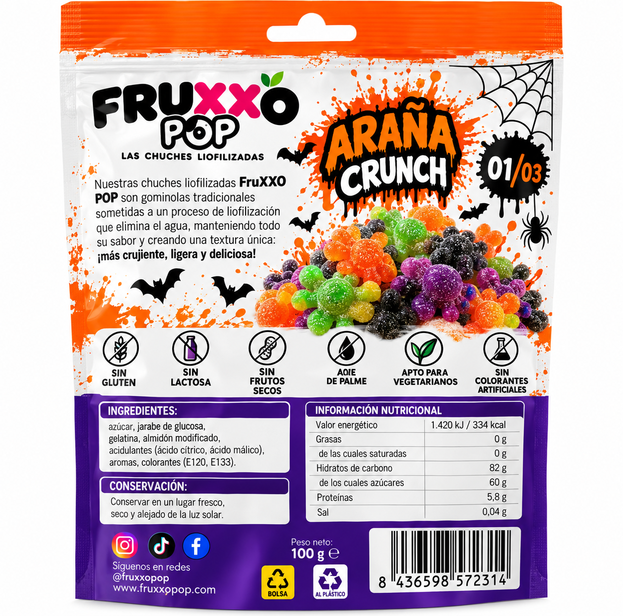 🕷️FruXXO POP Araña Crunch 100g – Edición Halloween Limitada - Imagen 2