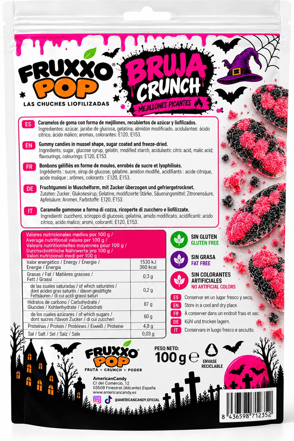 🧙 FruXXO POP Bruja Crunch 100g – Edición Halloween Limitada - Imagen 2