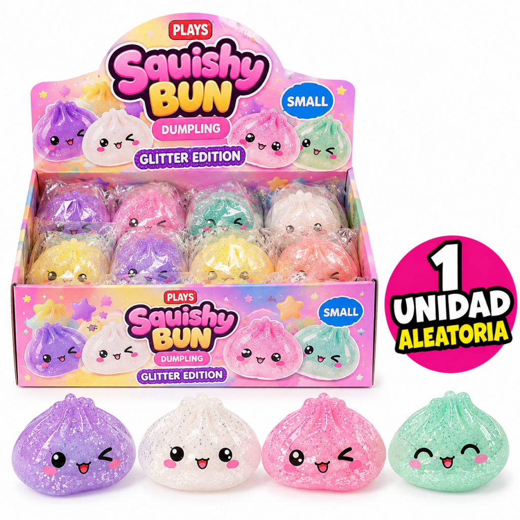 Plays Squishy Bun Dumpling Glitter Edition Small – 1 Unidad Aleatoria