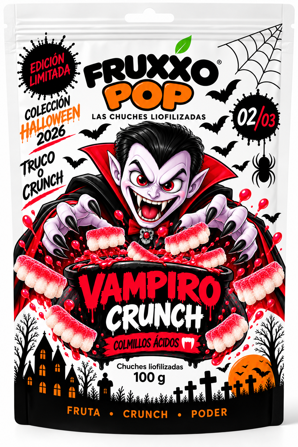 🧛 FruXXO POP Vampiro Crunch 100g – Edición Halloween Limitada