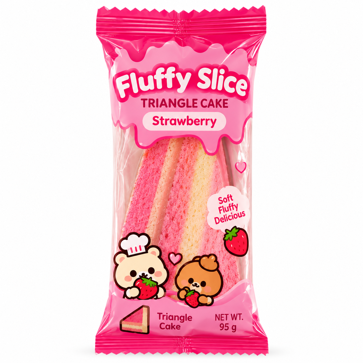 🍓 1. Fluffy Slice Triangle Cake Strawberry 95g